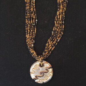 Black and Brown Vintage Beaded Layered Necklace